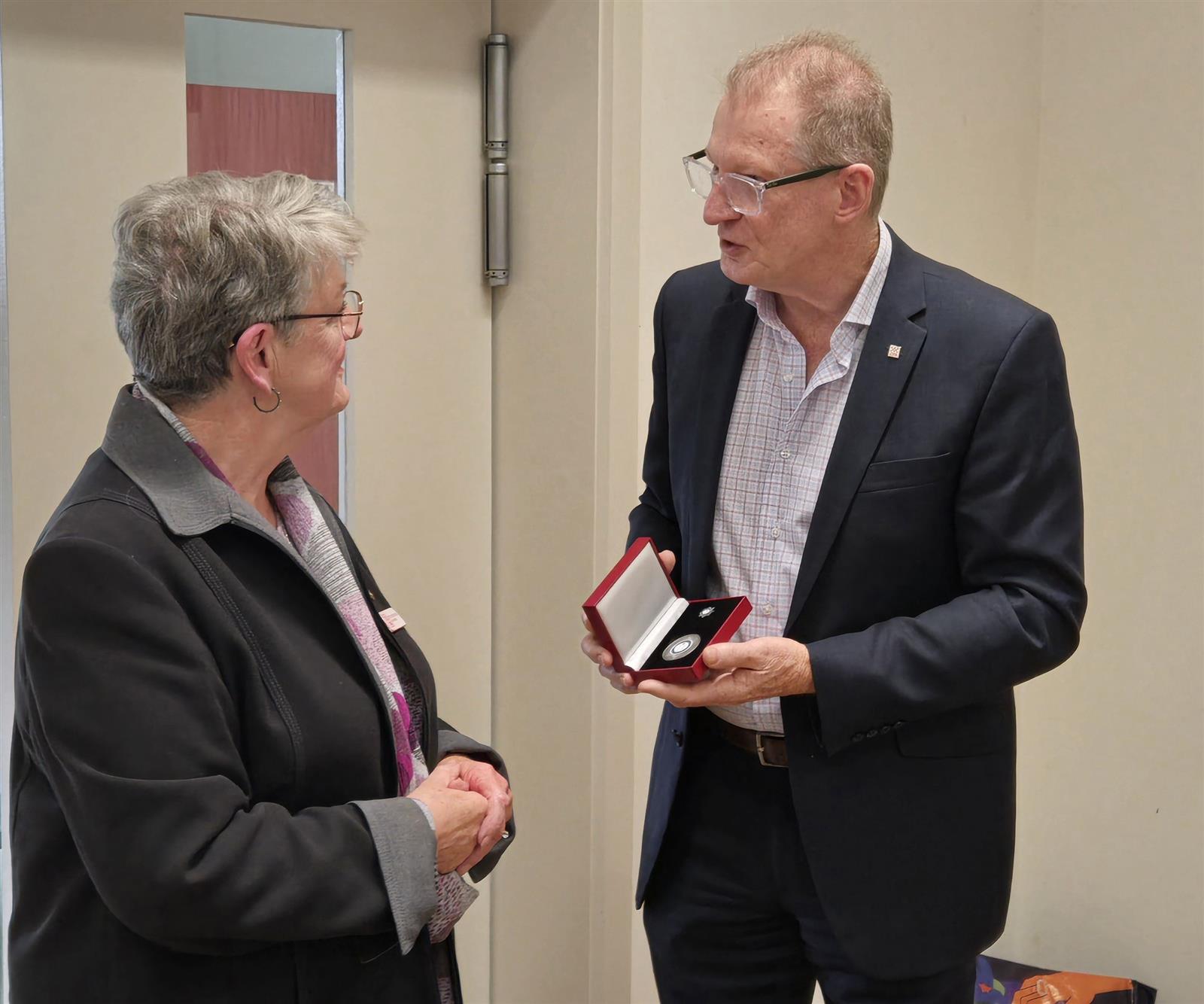CEO Greg Leach AFSM presented Beth with a 35-year service award